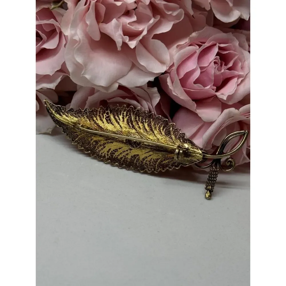 925 Sterling Silver Gold Plated Brooch